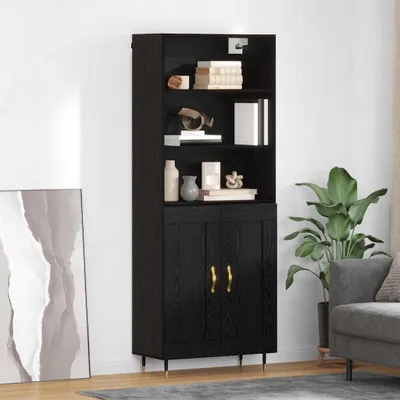 Produktbild von vidaXL Highboard Schwarz Eichen-Optik 69,5 x 34 x 180 cm Holzwerkstoff