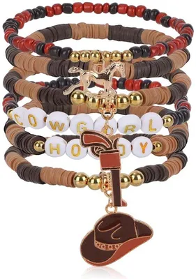 Produktbild von Kralenarmbänder Stapelbar Boho Sommer 6 Stück Plastik 15 cm
