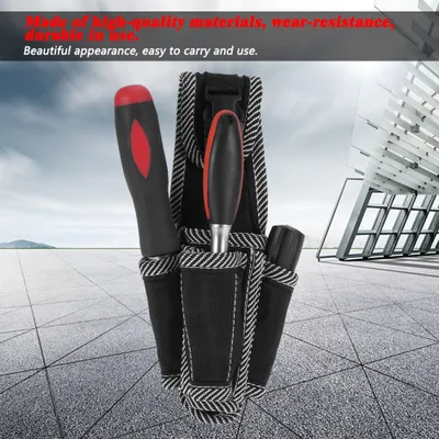 Image de Sacoche à outils d'électricien multifonctionnelle avec poche de ceinture et support de ceinture, noir