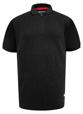 Produktbild von Duke - "Kennedy D555" Poloshirt für Herren, mit kurzem Reißverschluss, Mit Zopfmuster, Kingsize DC617 (6XL) (Schwarz)