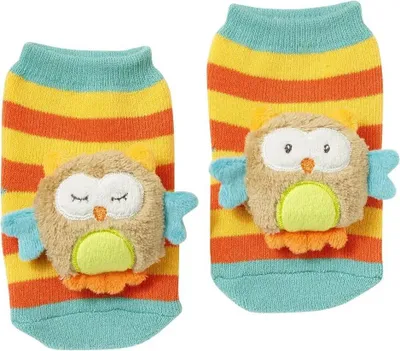 Produktbild von Rasselsocken Eule – Activity-Babysöckchen mit Tier-Köpfchen zum Greifen, Rasseln, Strampeln & Geräusche erzeugen  - Lernspielzeug für Babys von 0-12 Monaten
