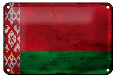 Produktbild von Blechschild Flagge Weißrussland 18x12cm Flag Belarus Rost