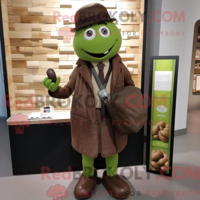 Produktbild von Maskottchenkostüm REDBROKOLY Olive Chocolate Bar mit Mantel und Geldbörse
