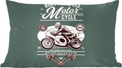 Produktbild von MuchoWow® Zierkissen Sofakissen Wohnzimmer Dekokissen 50x30 cm Mancave - Motorrad - Vintage - Zitate - Wohnzimmerdekoration - Polster mit Photo