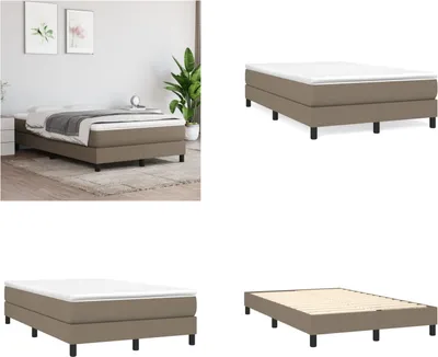 Zdjęcie produktu dla vidaXL Łóżko z materacem sprężynowym taupe 120x200 cm - Łóżko z materacem sprężynowym - Łóżko - Meble do sypialni
