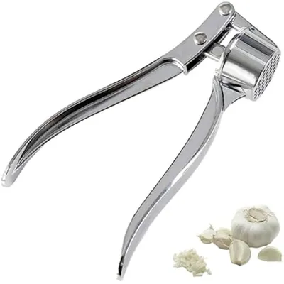 Produktbild von Knoblauchpresse, Knoblauchschneider Garlic Press, Knoblauch Crusher Praktischer Küchenhelfer Spülmaschinenfest Robust, Zink, Silber