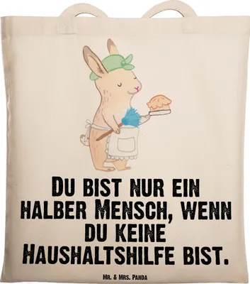 Produktbild von Mr. & Mrs. Panda Tote Bag Haushaltshilfe Herz - Transparent - Geschenk, Spruch, Jutebeutel, Lustig, Unitasche, Witzig, Putzfrau, Tasche, Reinigungskraft, Laptoptasche