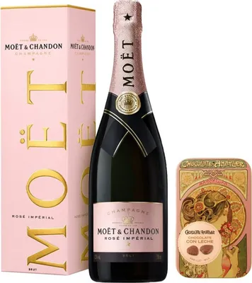 Produktbild von Pack San Valentin Moet & Chandon Rosé + Hojas Amatller 30gr. Champagner Frankreich Champagner 105 cl 12.0 %