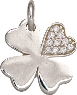 Produktbild von Anhänger Kleeblatt Glückszeichen 925 Silber glänzend weiße Zirkonia Kinder