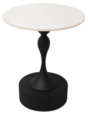 Image de Table d'appoint ronde, métal et marbre, noire