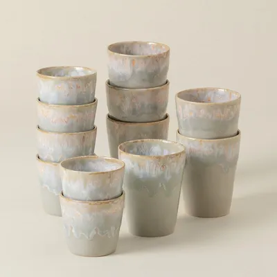 Image de Ensemble de tasses à café Costa Nova Grespresso Mocha & Lungo – 12 pièces – Gris – Pour 6 personnes – Tasses en grès – Fabriqué au Portugal
