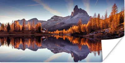 Produktbild von MuchoWow® Poster Berge - Bäume - Herbst - See - Natur 40x20 cm - Poster für die Wand - Poster Schlafzimmer