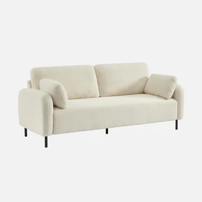 Produktbild von sweeek - 3-Sitzer Sofa mit Bouclé-Bezug und Metallfüßen - Creme