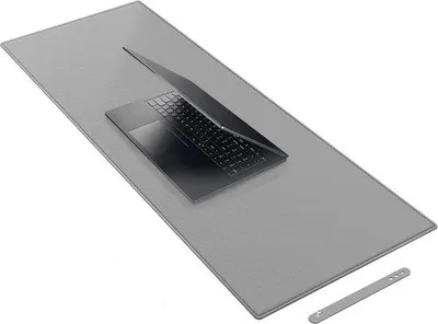 Produktbild von Famanu Schreibtischunterlage Kunstleder - 100 x 40 cm - große Mausunterlage und Schreibtischschutzmatte - wasserabweisend und rutschfest - grau