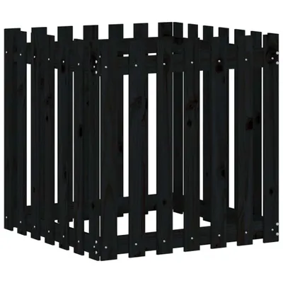 Produktbild von vidaXL Pflanzkübel Lattenzaun-Design Schwarz 70x70x70 cm Kiefernholz
