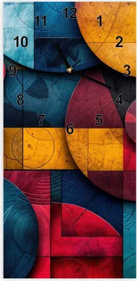 Produktbild von Wanduhr aus Glas mit Motiv Bunte Kreise- 30 x 60 cm - inkl. Aufhängesystem