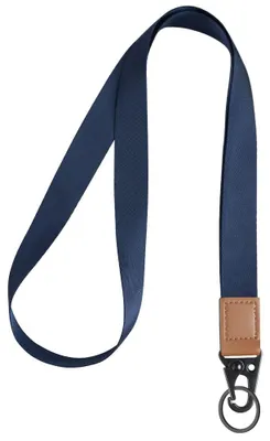 Produktbild von Schlüsselband, Schlüsselriemen, echtes Lederband mit Metallring, für Schlüssel, Ausweishüllen, Geldbörsen und Namensschildhalter (dunkelblau)