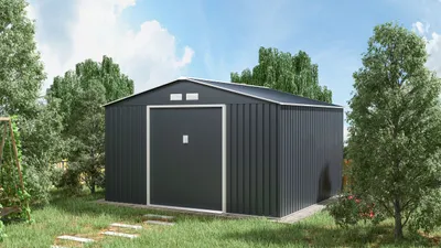 Produktbild von Metall-Gartenhaus Dresden, Metall Gartenhaus 340x319 cm Anthrazit Geräteschuppen Geräteschrank Gerätehaus Dresden Hütte
