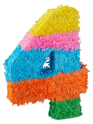 Immagine prodotto di Relaxdays Piñata di compleanno, numero 4, da appendere, per bambini e adulti, in carta, da riempire autonomamente, piñata, colorata