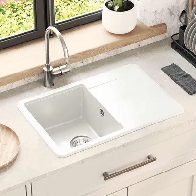 Produktbild von vidaXL Waschbecken Weiß 670 x 460 mm 80% Quarz und 20% Harz
