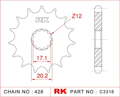 Produktbild von RK Antriebsritzel 3318 12 Zähne
