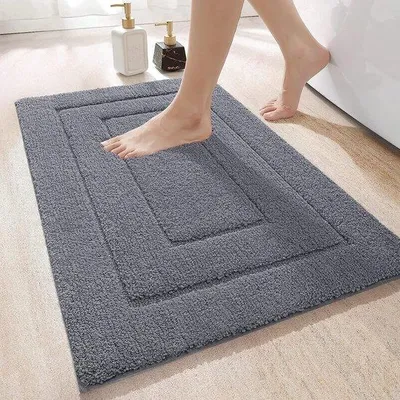 Obrázek produktu pro Uniqoos® Měkká, savá rohož do koupelny – protiskluzná podložka do koupelny z mikrovlákna, vhodná pro praní v pračce, šedá, 40 x 60 cm
