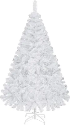 Image de Yaheetech Sapin de Noël artificiel 183 cm avec 598 pointes & support métallique pliable, Sapin artificiel pour Noël, Blanc