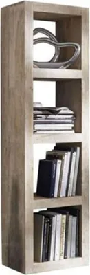 Image de MASSIVMOEBEL24 | Étagère 48x35 Acacia blanchi Blanc NATURE WHITE #52
