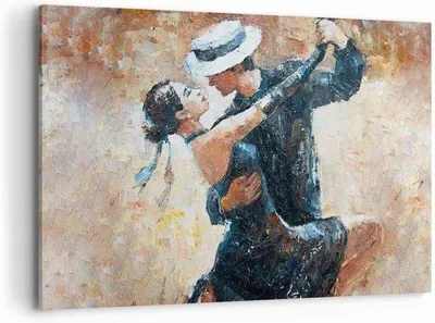 Productafbeelding van Abstracte Dans Geschilderij op Canvas - 120x80cm Wanddecoratie