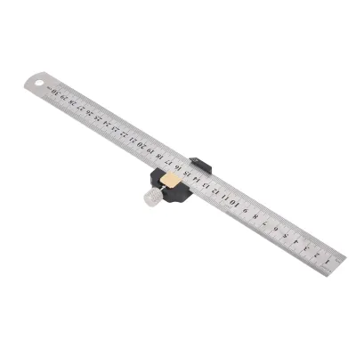 Obrázok produktu pre Oceľové pravítko, 12-palcové oceľové pravítko, 30 cm oceľové pravítko, oceľové pravítko s označovacím blokom, oceľové pravítko s polohovacím blokom, oceľové pravítko so stop blokom