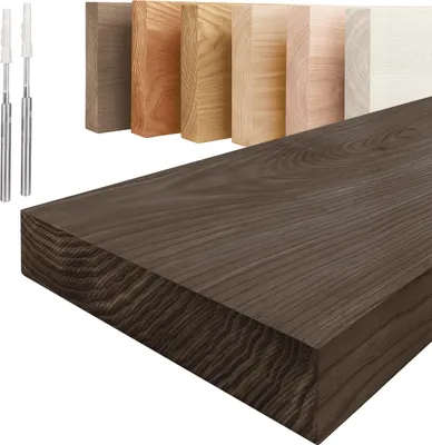 Produktbild von Lamo Manufaktur Wandregal Holz Gerade | Regal Farbe: Schwarz | Invisible: Schweberegal | 80 cm