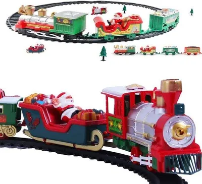 Image de Train de Noël électrique avec lumières et sons - Décoration pour sapin de Noël - Décorations de Noël - Train miniature - Décorations pour village de Noël