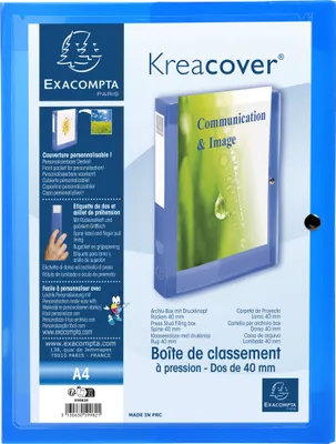 Produktbild von Exacompta 5x Archivbox + Knopf PP 700µ, Rücken 40mm, A4, Blau, 59982E