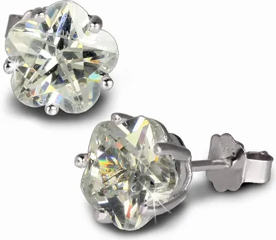Produktbild von SilberDream Ohrstecker Damen Silber weiß Blume Zirkonia Ohrringe 8mm SDO738W