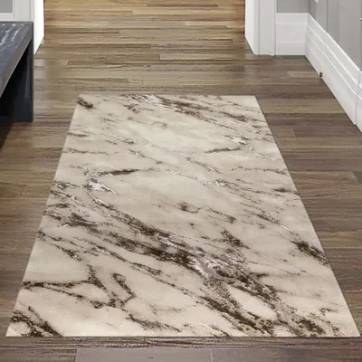 Obrázek produktu pro Koberec Koberec do obývacího pokoje mramorový vzhled v krémově béžové barvě velikost - 80 x 150 cm
