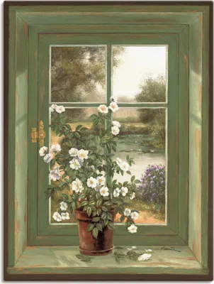Produktbild von ARTland Leinwandbild Wildrosen am Fenster Größe: 60x80 cm