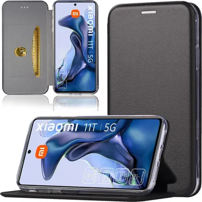 Produktbild von Handy Schutz Hülle für Xiaomi 11T 5G / 11T Pro 5G Handytasche mit Magnetdeckel Kartenfach und Standfunktion Klapphülle Schwarz