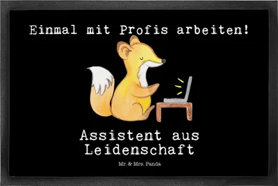 Produktbild von Mr. & Mrs. Panda fußmatte Assistent Leidenschaft 40 x 60 cm - Schwarz - Geschenk, Fußabstreifer, Schmutzfangmatte, Schmutzmatte, Fußabtreter, Bodenvorleger