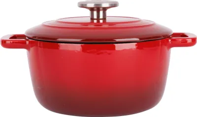 Obrázek produktu pro Hrnek z litiny s emailovaným povrchem a pokličkou 20 cm 2,7 L tradiční červená Fontestic Cosy & Trendy 9967501