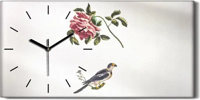 Produktbild von Küche Wohnzimmer Wand Leinwand Uhr 60x30 Gemälde Tier Vogel Zweig Blume Kunst - schwarze Hände