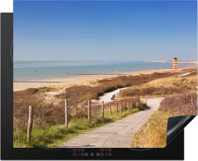 Produktbild von KitchenYeah© Herdabdeckplatte Strand - Meer - Leuchtturm - Niederlande , 65x52cm, Küche Deko, Glaskeramikkochfeld Herdabdeckung, Abdeckplatte fùr Kochfeld