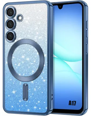 Image de Coque pour Samsung Galaxy A17 4G/5G, Silicone avec Protection Objectif et Cercle Magnétique - Bleu Pailleté