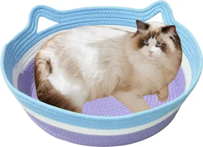 Produktbild von Haustierbett für Schlaf - Waschbares Katzenbett - Baumwollseil Katzenbett - Geflochtenes Katzennest - Gemütliches Tierbett für Hunde und Katzen drinnen