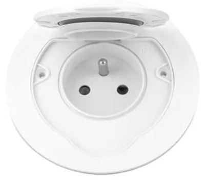 Immagine prodotto di Presa da incasso con coperchio, a chiusura ermetica ORNO OR-GM-9030/W, acciaio inossidabile IP55, bianco