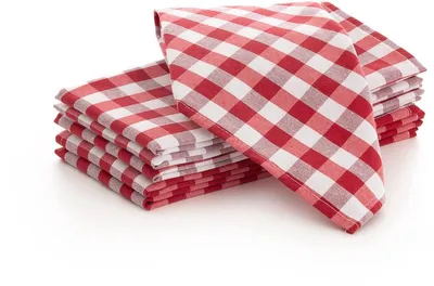 Image de ️ Lot de 6 serviettes à motifs vichy (45x45 cm) – Rouge – GAMUSI