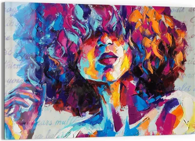 Produktbild von DEQORI Glasbild Echtglas 90x60 cm 'Bunter Lockenkopf' Wandbild Bild modern Deko