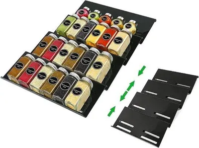 Obrázek produktu pro Černý teleskopický regál do kuchyně, 30–60 cm, akryl