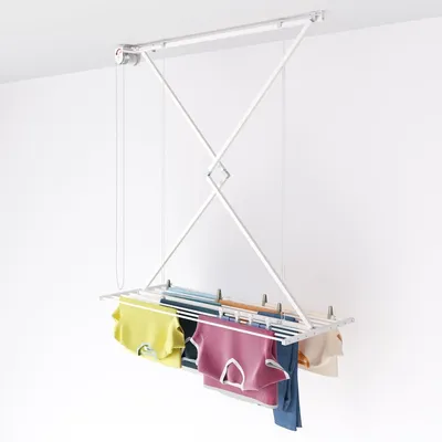 Obrázek produktu pro Stropní sušák na prádlo - Skládací - Hliník - 128 cm - Pro prádelnu, koupelnu a terasu
