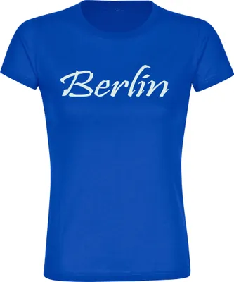 Produktbild von multifanshop Damen T-Shirt - Berlin blau - Schriftzug, blau, Größe L
