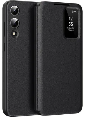 Obrázek produktu pro Kožené flipové pouzdro pro Samsung Galaxy S25 Edge, obal s funkcí Smart View okna a přihrádkou na karty Černý
